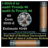 BU Shotgun Jefferson 5c roll, 2010-d 40 pcs Bank $