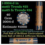 BU Shotgun Jefferson 5c roll, 1993-d 40 pcs Bank $