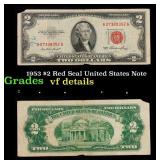 1953 $2 Red Seal United States Note Grades vf deta
