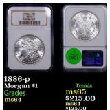 NGC 1886-p Morgan Dollar 1 Graded ms64 By NGC