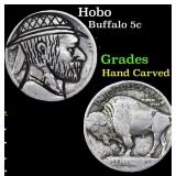 Hobo Buffalo Nickel 5c Grades Hand Carved