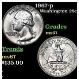 1967-p Washington Quarter 25c Grades GEM++ Unc