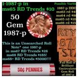 BU Shotgun Lincoln 1c roll, 1987 50 pcs Bank Wrapp