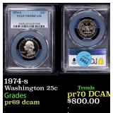 1974-s Proof Washington Quarter 25c pr69 dcam PCGS