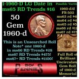 BU Shotgun Lincoln 1c roll, 1960-d 50 pcs Bank Wra