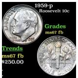1959-p Roosevelt Dime 10c Grades Gem++ Full Bands