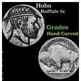 Hobo Buffalo Nickel 5c Grades Hand Carved