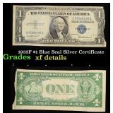 1935F $1 Blue Seal Silver Certificate Grades xf de