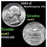 1981-d Washington Quarter 25c Grades GEM++ Unc