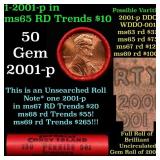 BU Shotgun Lincoln 1c roll, 2001-p 50 pcs Bank Wra