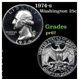 1974-s Proof Washington Quarter 25c Grades GEM++ P