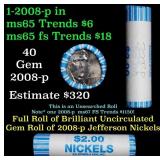 BU Shotgun Jefferson 5c roll, 2008-p 40 pcs Bank $