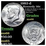 1982-d Kennedy Half Dollar 50c Grades GEM+ Unc