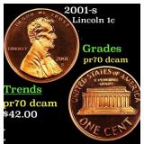 2001-s Proof Lincoln Cent 1c Grades GEM++ Proof De