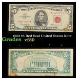 1963 $5 Red Seal United States Note Grades vf++