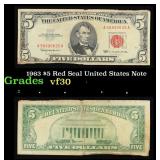 1963 $5 Red Seal United States Note Grades vf++