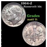 1964-d Roosevelt Dime 10c Grades GEM++ FT