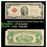 1928G $2 Red Seal United States Note Grades vf det