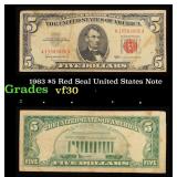 1963 $5 Red Seal United States Note Grades vf++