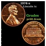 1974-s Proof Lincoln Cent 1c Grades GEM++ Proof De