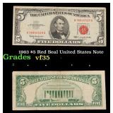 1963 $5 Red Seal United States Note Grades vf++