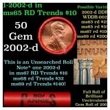 BU Shotgun Lincoln 1c roll, 2002-d 50 pcs Bank Wra