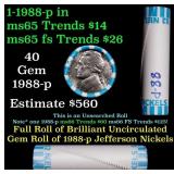BU Shotgun Jefferson 5c roll, 1988-p 40 pcs Bank $
