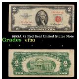 1953A $2 Red Seal United States Note Grades vf++