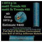BU Shotgun Jefferson 5c roll, 1972-p 40 pcs Bank $