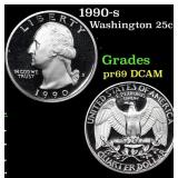 1990-s Proof Washington Quarter 25c Grades GEM++ P