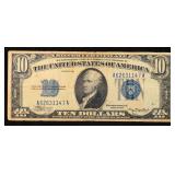 1934 $10 Blue Seal Silver Certificate Grades vf+