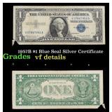 1957B $1 Blue Seal Silver Certificate Grades vf de