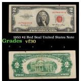 1953 $2 Red Seal United States Note Grades vf++