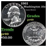 1961 Proof Washington Quarter 25c Grades GEM++ Pro