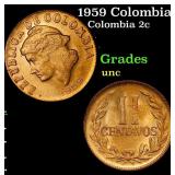 1959 Colombia 2 Centavos KM#214 Grades Brilliant U