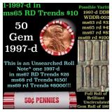 BU Shotgun Lincoln 1c roll, 1997-d 50 pcs Bank Wra