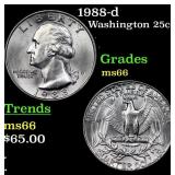 1988-d Washington Quarter 25c Grades GEM+ Unc