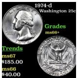 1974-d Washington Quarter 25c Grades GEM++ Unc