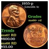 1955-p Lincoln Cent 1c Grades GEM++ RD