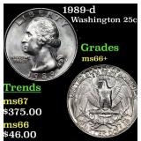 1989-d Washington Quarter 25c Grades GEM++ Unc