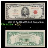 1963 $5 Red Seal United States Note Grades vf++