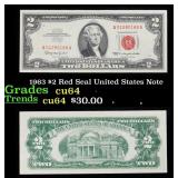 1963 $2 Red Seal United States Note Grades Choice