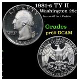 1981-s TY II Proof Washington Quarter 25c Grades G
