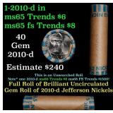 BU Shotgun Jefferson 5c roll, 2010-d 40 pcs Bank $