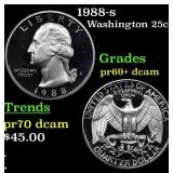 1988-s Proof Washington Quarter 25c Grades GEM++ P