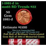 BU Shotgun Lincoln 1c roll, 1981-d 50 pcs Bank Wra