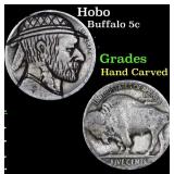 Hobo Buffalo Nickel 5c Grades Hand Carved