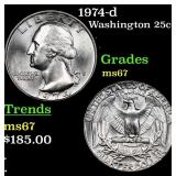 1974-d Washington Quarter 25c Grades GEM++ Unc