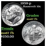 1959-p Roosevelt Dime 10c Grades Gem++ Full Bands