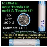 BU Shotgun Jefferson 5c roll, 1979-d 40 pcs Bank $